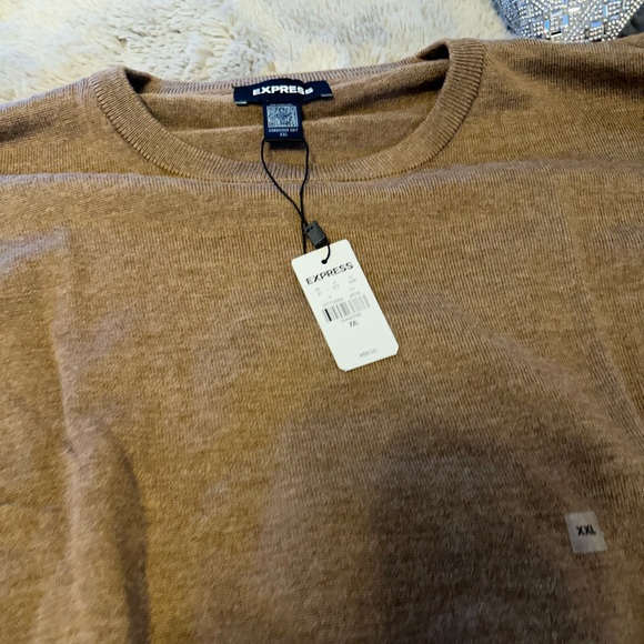 Nwt - express merino wool crew neck sweater size xxl color coffee bean - Picture 3 of 11